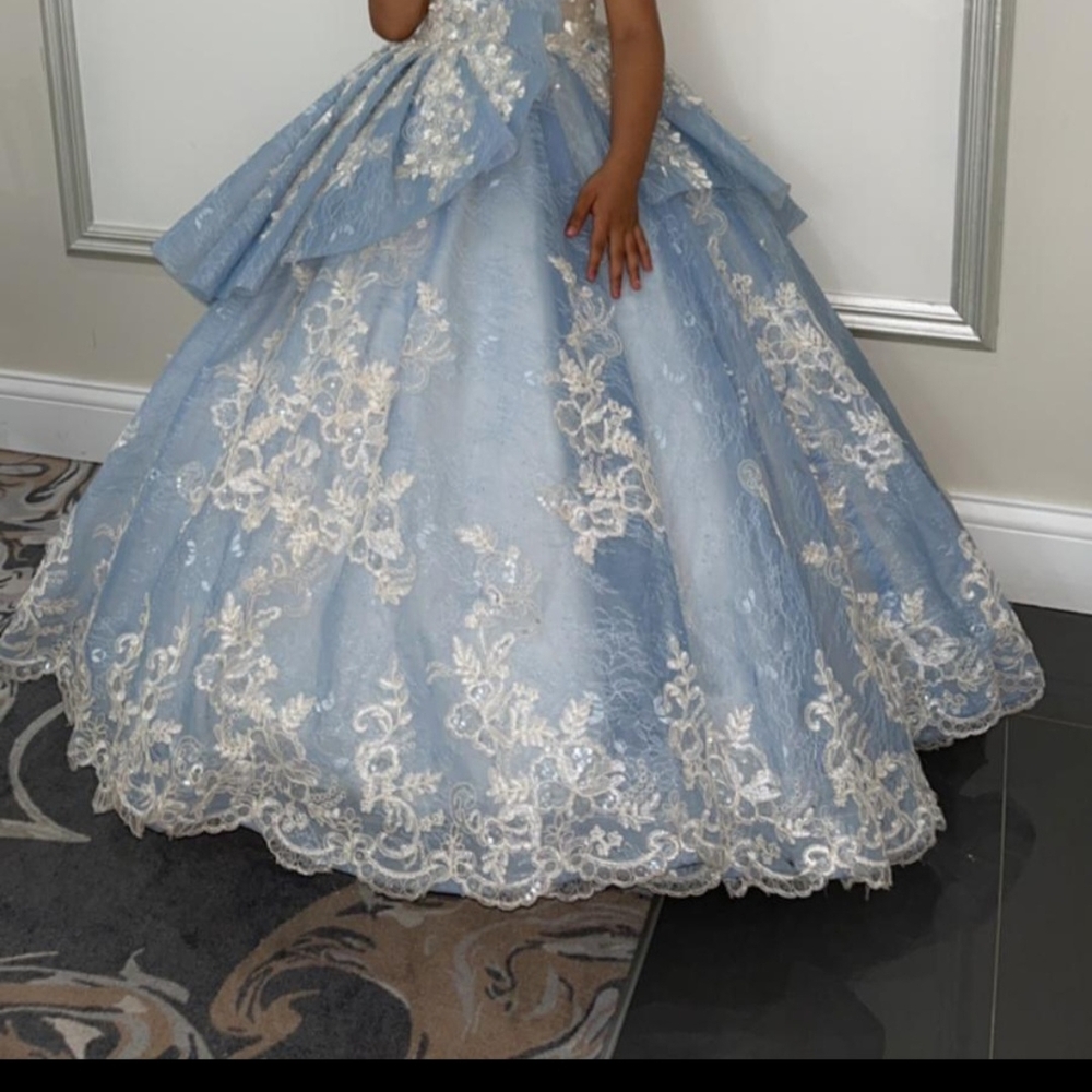 Elegant Blue Lace Kids Dress